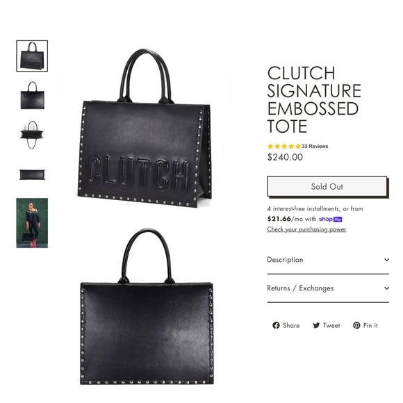 CLUTCH SIGNATURE EMBOSSED TOTE (SOLD OUT) - Picture 4 of 8